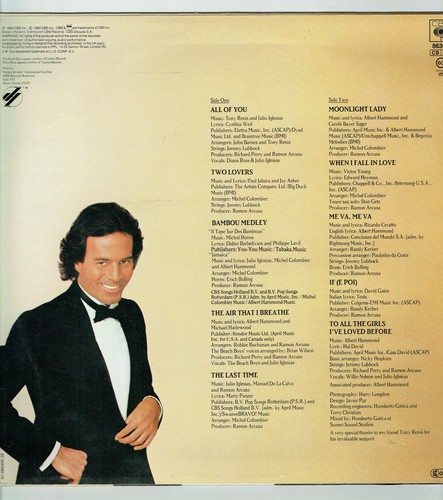 33T Julio IGLESIAS Vinyl LP RPM 12" 1100 BEL AIR PLACE -CBS 86308 Kostenreduziert - Bild 4 von 6