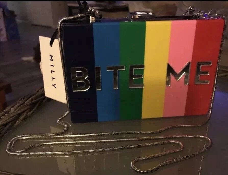 Nuevo con etiquetas Raro MILLY Acrílico BITE ME Caja Bolso sin asas + REGALO GRATIS Con Compra Foto 4 de 4