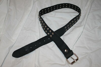 PUNK GOTH Gürtel Echtleder schwarz Nägel S 73 88 cm NEU Leather Belt Studs