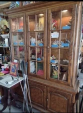 Lighted Vintage Drexel Oak China Cabinet 6' 10"