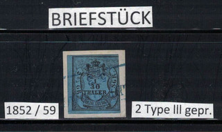 Oldenburg MiNr. 2 Type lll gepr. Pfenninger Briefstück