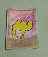 Camel Impressionism Original Painting Home Decor ACEO 3.5x2.5 Gift Nature 