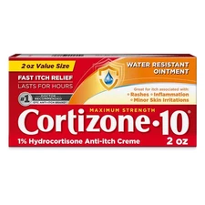 Cortizone-10 1% Hydrocortisone Anti-Itch Creme, Water Resistant Ointment, 2 oz