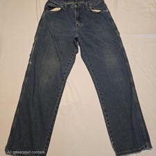Dickies Jeans Mens 32x30 Blue Med Wash Relaxed Fit Denim Distressed Workwear