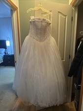 Davids Bridal Wedding Dress Size 12 Strapless Corset In Back New W/ Tags