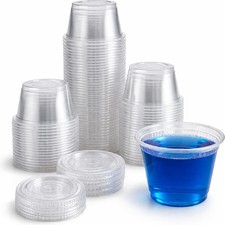 1 oz Clear Plastic Souffle Cup/Port Cup With Lids-100 Sets