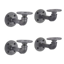 Industrial Pipe Shelf Brackets, 4 Inch, 4 Pack   Wall Mounted Double Flange F...