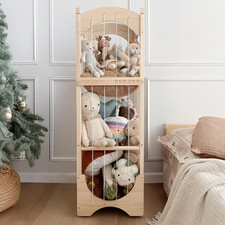 Fodoss Stuffed Animal Storage, Wooden Toy Storage Organizer with Arched Base, De