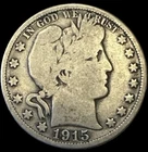 1915 D Barber Silver Half Dollar 90% Silver