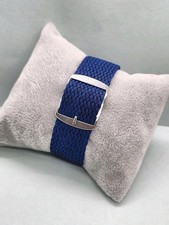 1960's-70's NOS 20mm Blue Perlon Woven Nylon 1 Piece Military Style Watch Band