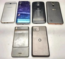 LOT 6 PHONES LG K20 Plus MOTOROLA MB810 BIONIC XT875 Samsung J3 Emerge HTC 526