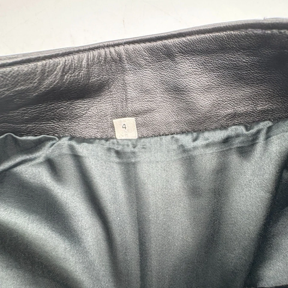 Vintage 80s Leather Limited High-Waisted Black Soft Leather Mini Skirt Size 4 Foto 4 de 4