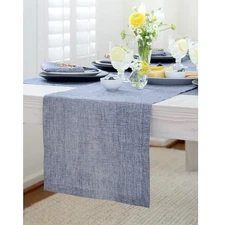  Linen Small Table Runner 36 Inches - Athena, 14 x 36 Inch 14: Indigo Chambray