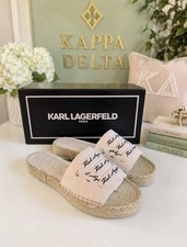 Karl Lagerfeld Cherie Logo Slip On Espadrille Platform Sandals Women 7.5M NIB