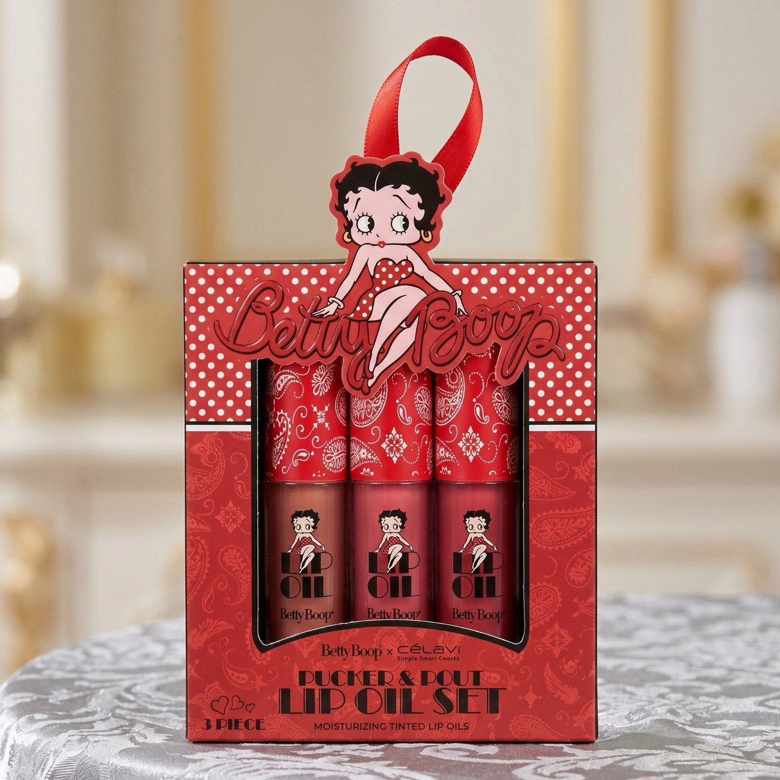 Betty Boop x Célavi Pucker & Pout Lip Oil Set 3 Pc Tinted Moisturizing New