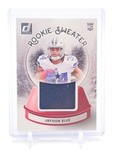 JAYDON BLUE 2025 DONRUSS ROOKIE SWEATER JERSEY ROOKIE #SWE-JBE COWBOYS Q3813