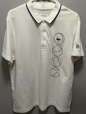 Men  s Size 6 - XL Lacoste Sport Novak Djokovic White Tennis Balls Polo Shirt