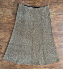 Lauren Ralph Lauren 100 Lambswool Midi Skirt Brown Tweed Old Money Equestrian L