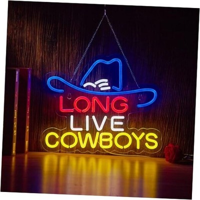 Long Live Cowboy Neon Sign for Wall Décor LED Cowboy Neon White+Blue+Yellow+Red