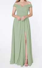 Azazie Audrianna Dusty Sage A-Line Pleated Convertible Dress US Size 12 NWT