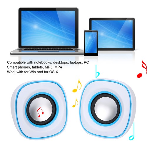 Usb Speaker Mini Computer Stereo Sound Box Loudspeaker 3.5Mm Socket BUU - Photo 2/12