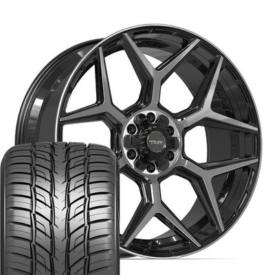 4PLAY 4P06 24x10 Black Rims & 295/35R24 UHP Tires Set 6X135 & 6X139.7 +18ET