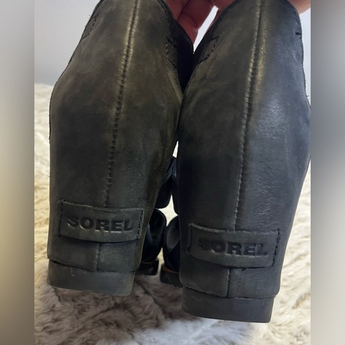 SOREL Joanie Wedge Heel Lace Up Open Toe Sandals Black Suede Comfort ChicSize 8 - Imagen 5 de 7