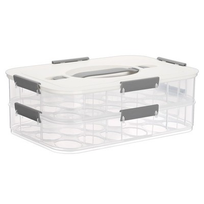 BTSKY Deviled Egg Platter with Lid, 2-Layer 36 Slots Deviled Eggs Carrier, Cl...