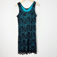 NEW Karen Kane Black Lace Overlay Tank Dress Whisigoth Boho Size XL Women's
