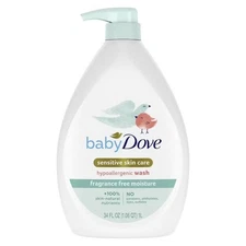 Baby Dove Fragrance Free Moisture Baby Body Wash&Shampoo Hypoallergenic-34 fl oz
