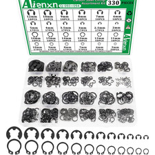 330PCS Snap Rings Assortment Kit, E Clips Assortment Kit 2MM-12MM and C Clips