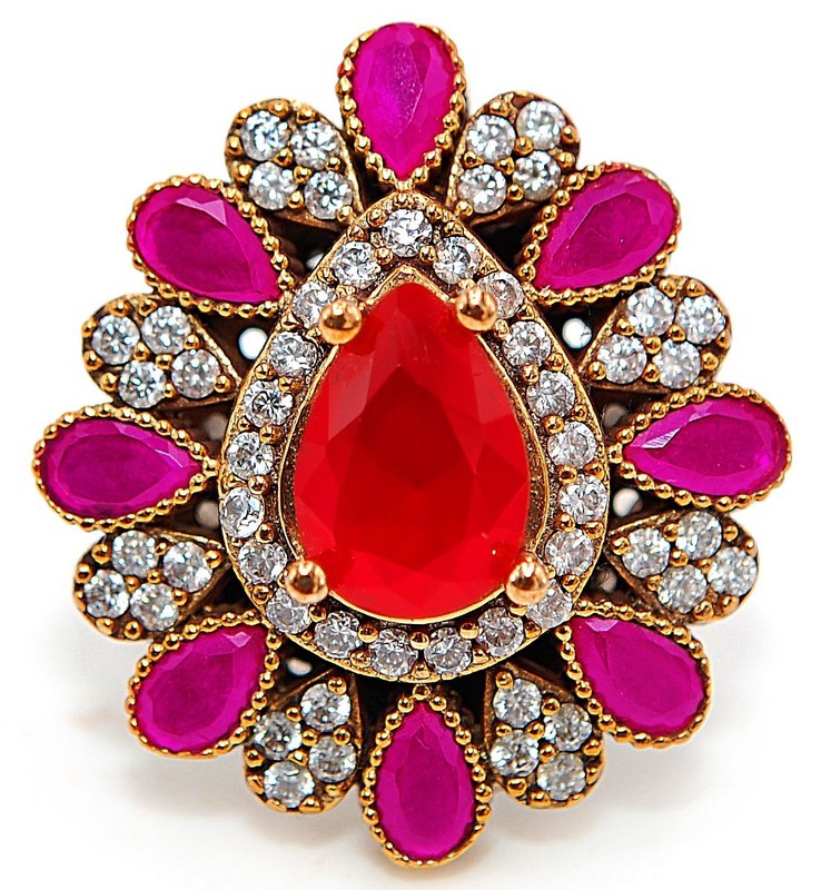 14CT Heat Treated Fire Garnet 925 Sterling Silver Ring Sz 8 TT1-3