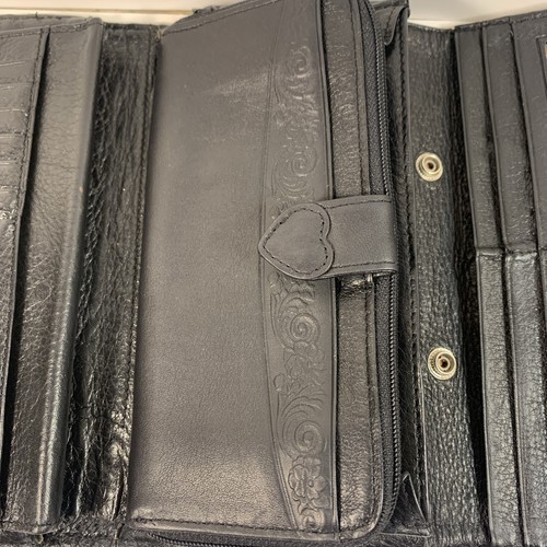 Vintage Brighton Leder Kroko Dreifachfaltung Geldbörse Kartenetui Organizer Schwarz/Braun - Bild 8 von 11