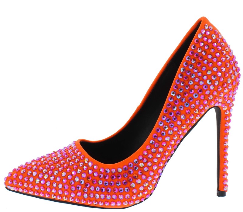High Heel Pointed-Toe 4.75in Stiletto Orange Pumps US 11 (228)