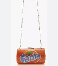Forever 21 & Coca-Cola Fanta Rhinestone Crystal Clutch Bag Purse w/ Chain Strap