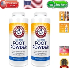 Natural Talc-Free Foot Powder with Baking Soda – 5.0 OZ, 2 Bottles for Daily Use