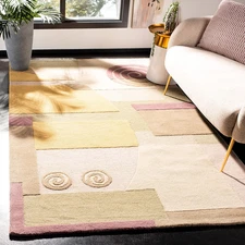 Rodeo Drive Collection Area Rug - 7'6" X 9'6", Beige, Handmade Mid-Century Moder