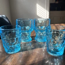 Viking glass Georgian tumblers in the bluenique color  MCM 2 Sizes 4 Pieces