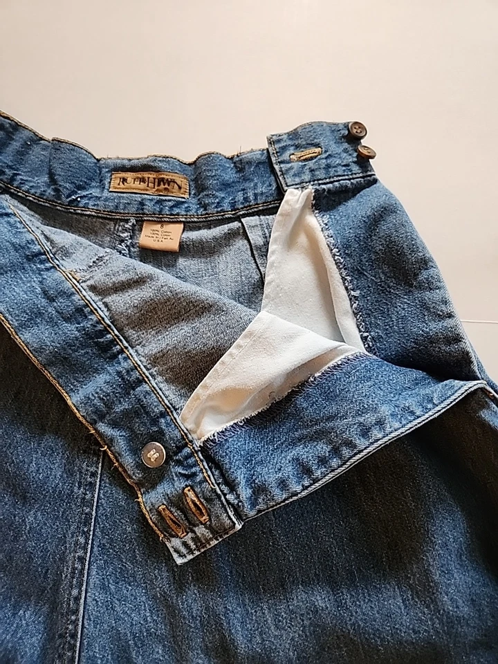 Maxi Falda Denim Pradera Occidental Vaquera Boho Mujer Talla 8 Años 80 90 De Colección Foto 4 de 4