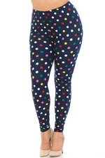 Buttery Smooth Colorful Polka Dot Extra Plus Size Leggings - 3X-5X