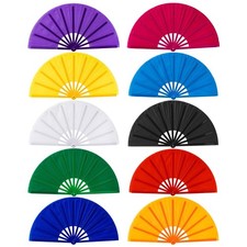 10Pcs Folding Hand Fans Bulk, Mix Color Style Decorative Handheld for Line Da...