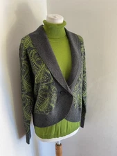 Betty Barclay cardigan top set UK 18 NEW matching wool blend grey chartreuse