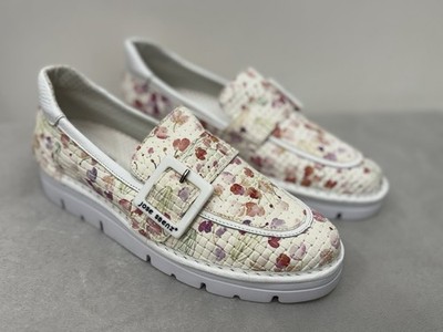 Jose Saenz Damen-Loafer weiß Blumenmuster Größe 7/40 Schuhe   UVP 135 £