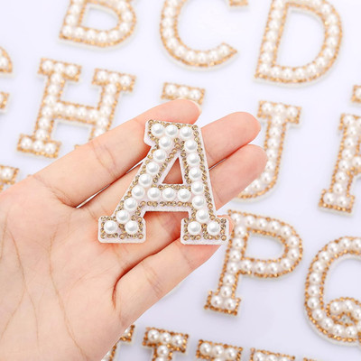 26 Piece Rhinestone Iron on Patch a to Z Letter Appliques Adhesive White Pink Co