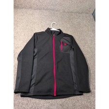 Spyder Girls Black Pink Full Zip Waffle Knit Athletic Jacket L 14/16 Mock Neck
