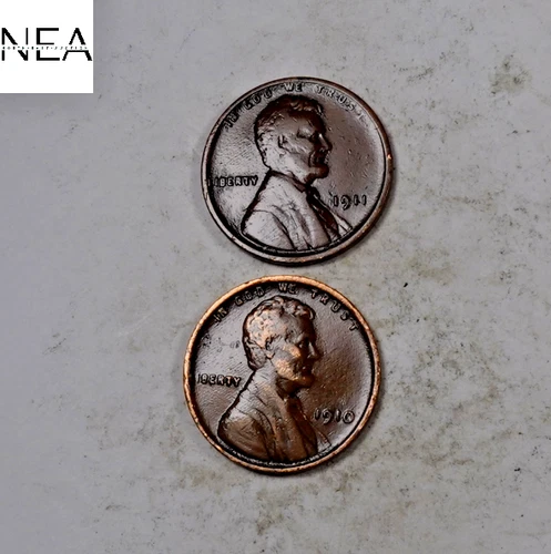 1910+1911 Lincoln Wheat Penny Cent Set/Lot ~ XF/AU ~ 2 Coins ~ ZWL59