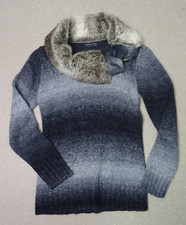 Blind Date / Damen Pullover Strick Gr.36 breiter Kragen mit Kunstfell