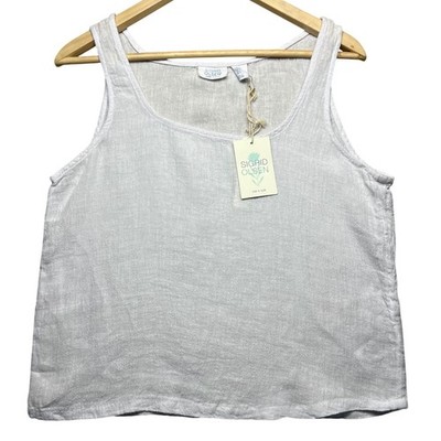 Sigrid Olsen 100% Linen Tank Top White NWT Coastal Resort Casual Beach Size S