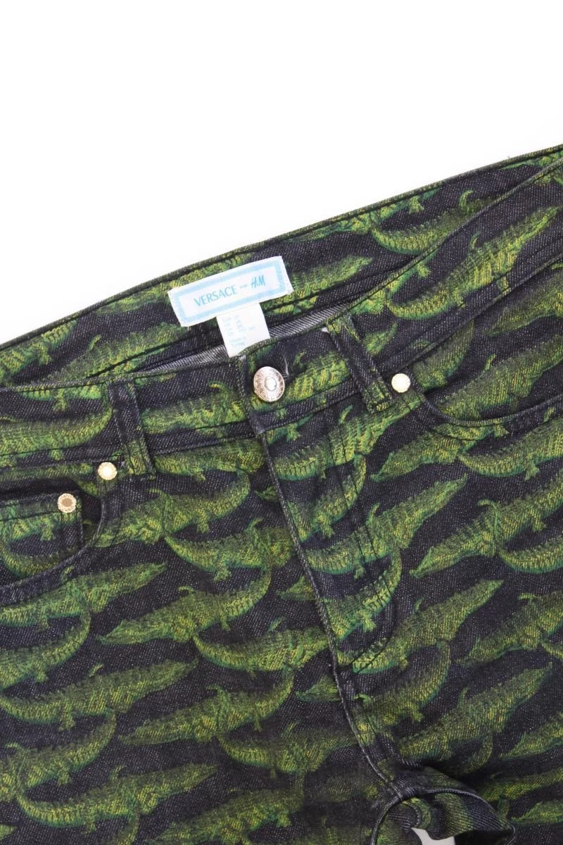 ⭐ Versace x H&M pantalones para damas talla W29, M, 38 verde algodón ⭐