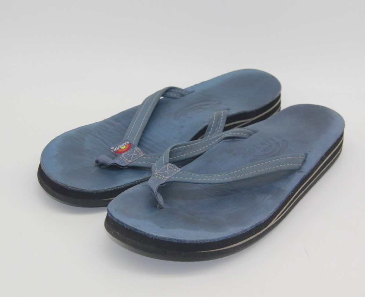 Rainbow DOUBLE Layer THIN strap BLUE LEATHER THON… - image 3